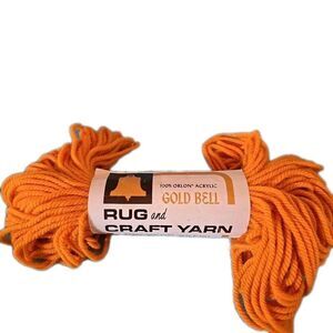 Gold Bell rug & craft Yarn Orange Vintage By DuPont 300 Ft 100 Yards Dye Lot 100